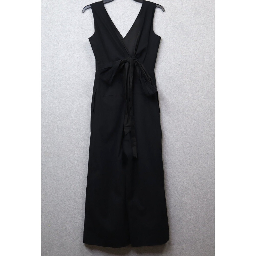J. Crew Jumpsuit‎ Womens 0 Black V Neck Bow Front Sleeveless Business One-Piece